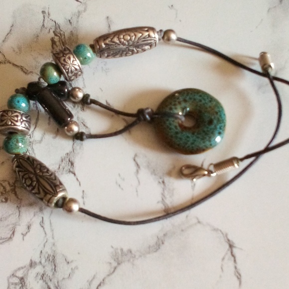 Unisex Ethnic Necklace Bundle Semi-precious Stone Pendant/Painted Bone Pendant - Picture 8 of 10